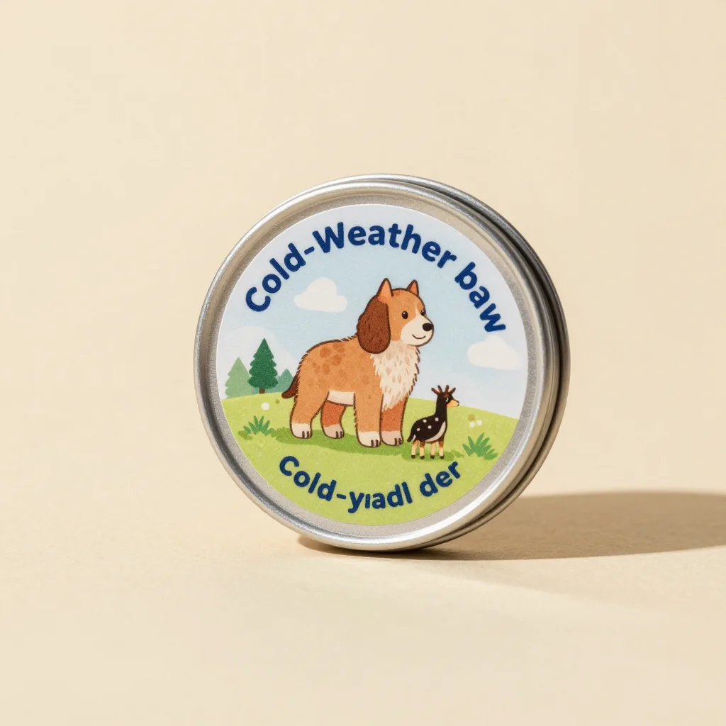 A tin of cold-weather paw balm on a warm background