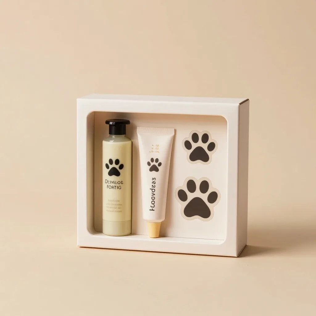 A paw balm gift set on a warm background